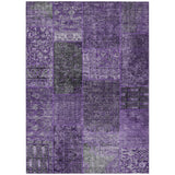 5' X 8' Eggplant Purple And Charcoal Patchwork Washable Indoor Outdoor Area Rug