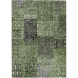 8' X 10' Olive Green And Gray Patchwork Washable Indoor Outdoor Area Rug