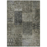 8' X 10' Taupe Brown And Charcoal Patchwork Washable Indoor Outdoor Area Rug