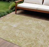 8' X 10' Beige Ivory And Artichoke Green Abstract Washable Indoor Outdoor Area Rug
