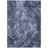 8' X 10' Navy Blue And Gray Abstract Washable Indoor Outdoor Area Rug