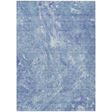 5' X 8' Sky Blue And Navy Blue Abstract Washable Indoor Outdoor Area Rug