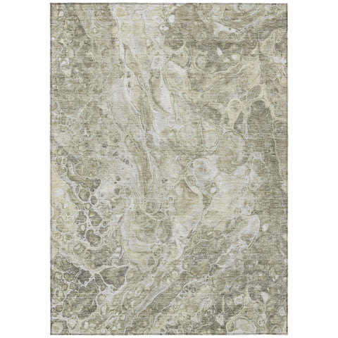 3' X 5' Tan Brown And Beige Abstract Washable Indoor Outdoor Area Rug