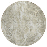 8' Tan Brown And Beige Round Abstract Washable Indoor Outdoor Area Rug