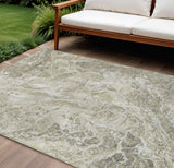 8' X 10' Tan Brown And Beige Abstract Washable Indoor Outdoor Area Rug