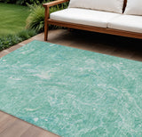 8' X 10' Teal Blue Aqua And Green Abstract Washable Indoor Outdoor Area Rug