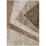 5' X 8' Brown And Beige Geometric Washable Indoor Outdoor Area Rug