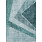 5' X 8' Teal Blue Aqua And Blue Geometric Washable Indoor Outdoor Area Rug
