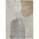 8' X 10' Beige Brown And Taupe Abstract Washable Indoor Outdoor Area Rug