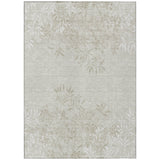 8' X 10' Beige Tan And Ivory Floral Washable Indoor Outdoor Area Rug
