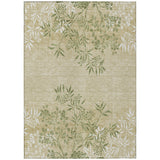 5' X 8' Khaki Ivory And Green Floral Washable Indoor Outdoor Area Rug