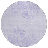 8' Lilac Purple And Ivory Round Floral Washable Indoor Outdoor Area Rug