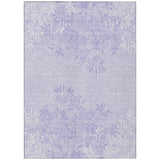 8' X 10' Lilac Purple And Ivory Floral Washable Indoor Outdoor Area Rug