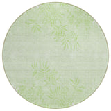 8' Mint Green Artichoke Green And Ivory Round Floral Washable Indoor Outdoor Area Rug