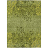 5' X 8' Olive Green And Fern Green Floral Washable Indoor Outdoor Area Rug