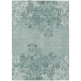 3' X 5' Sage Fern Green And Ivory Floral Washable Indoor Outdoor Area Rug