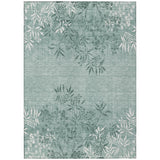 5' X 8' Sage Fern Green And Ivory Floral Washable Indoor Outdoor Area Rug