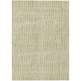 3' X 5' Beige And Tan Striped Washable Indoor Outdoor Area Rug