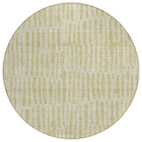 8' Beige And Tan Round Striped Washable Indoor Outdoor Area Rug