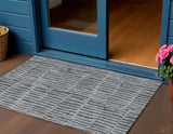 3' X 5' Charcoal And Gray Striped Washable Indoor Outdoor Area Rug