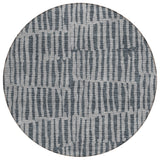 8' Charcoal And Gray Round Striped Washable Indoor Outdoor Area Rug