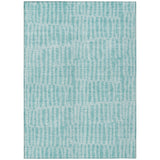 3' X 5' Teal Blue And Aqua Striped Washable Indoor Outdoor Area Rug