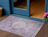 3' X 5' Purple Lavender And Gray Oriental Washable Indoor Outdoor Area Rug