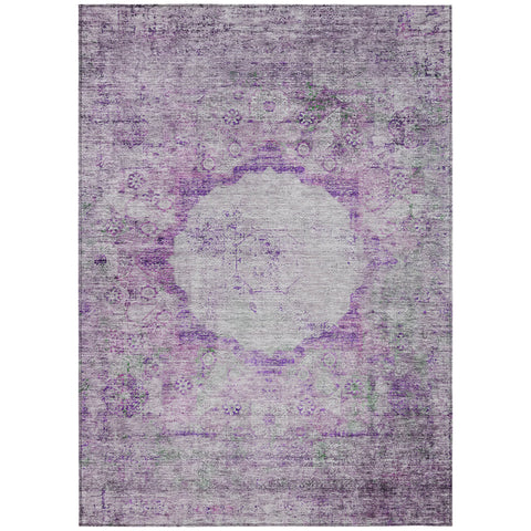 3' X 5' Purple Lavender And Gray Oriental Washable Indoor Outdoor Area Rug