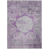 5' X 8' Purple Lavender And Gray Oriental Washable Indoor Outdoor Area Rug