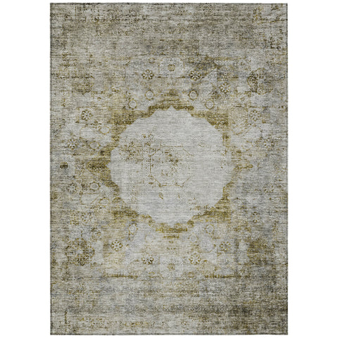 3' X 5' Taupe Brown And Gray Oriental Washable Indoor Outdoor Area Rug