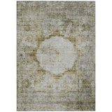 5' X 8' Taupe Brown And Gray Oriental Washable Indoor Outdoor Area Rug
