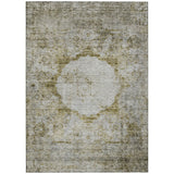 8' X 10' Taupe Brown And Gray Oriental Washable Indoor Outdoor Area Rug