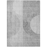 3' X 5' Gray Silver And Charcoal Geometric Washable Indoor Outdoor Area Rug