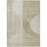 5' X 8' Taupe Beige And Tan Geometric Washable Indoor Outdoor Area Rug
