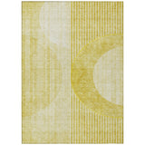 8' X 10' Wheat Gold And Ivory Geometric Washable Indoor Outdoor Area Rug