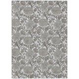 5' X 8' Ivory And Gray Floral Washable Indoor Outdoor Area Rug