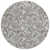 8' Ivory And Gray Round Floral Washable Indoor Outdoor Area Rug
