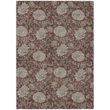 3' X 5' Merlot Taupe And Beige Floral Washable Indoor Outdoor Area Rug