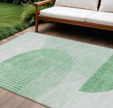 8' X 10' Green And Mint Green Geometric Washable Indoor Outdoor Area Rug