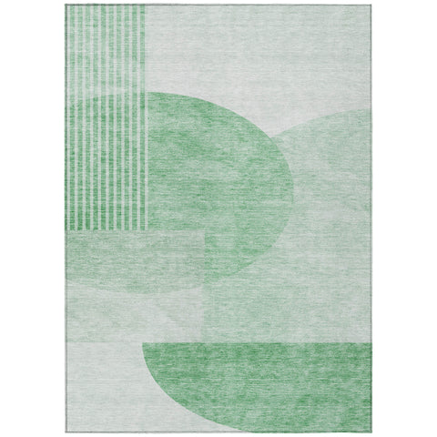 8' X 10' Green And Mint Green Geometric Washable Indoor Outdoor Area Rug