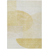 3' X 5' Gold Wheat And Ivory Geometric Washable Indoor Outdoor Area Rug
