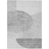 8' X 10' Gray Silver And Ivory Geometric Washable Indoor Outdoor Area Rug
