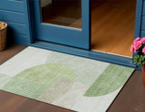 3' X 5' Olive Green And Artichoke Green Geometric Washable Indoor Outdoor Area Rug
