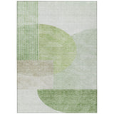 8' X 10' Olive Green And Artichoke Green Geometric Washable Indoor Outdoor Area Rug