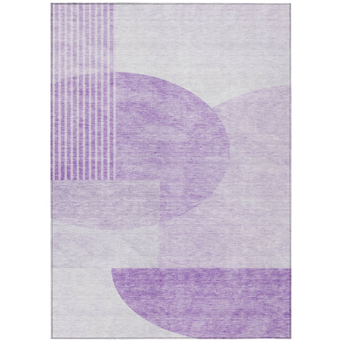 8' X 10' Purple And Lavender Geometric Washable Indoor Outdoor Area Rug
