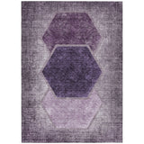5' X 8' Eggplant Purple And Lavender Geometric Washable Indoor Outdoor Area Rug