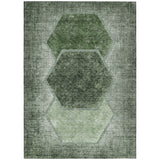 5' X 8' Olive Green And Artichoke Green Geometric Washable Indoor Outdoor Area Rug
