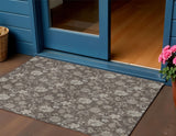 3' X 5' Chocolate Beige And Taupe Floral Washable Indoor Outdoor Area Rug