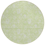 8' Artichoke Green Mint Green And Ivory Round Floral Washable Indoor Outdoor Area Rug