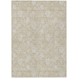 3' X 5' Beige Tan And Ivory Floral Washable Indoor Outdoor Area Rug